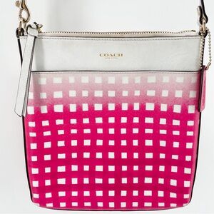 Coach Crossbody Shoulder Bag Pink Gingham Ombre Leather